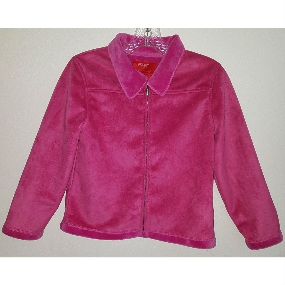 Esprit Kids Pink Girls Jacket Faux Suede Fleece Lined Full Zip Size 12